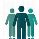 Abstract icon representing interconnected people