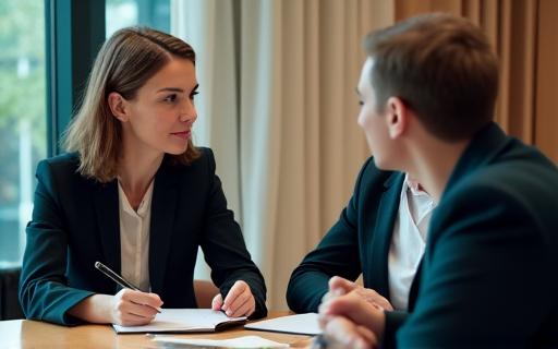 Two people in a professional one-on-one coaching session.